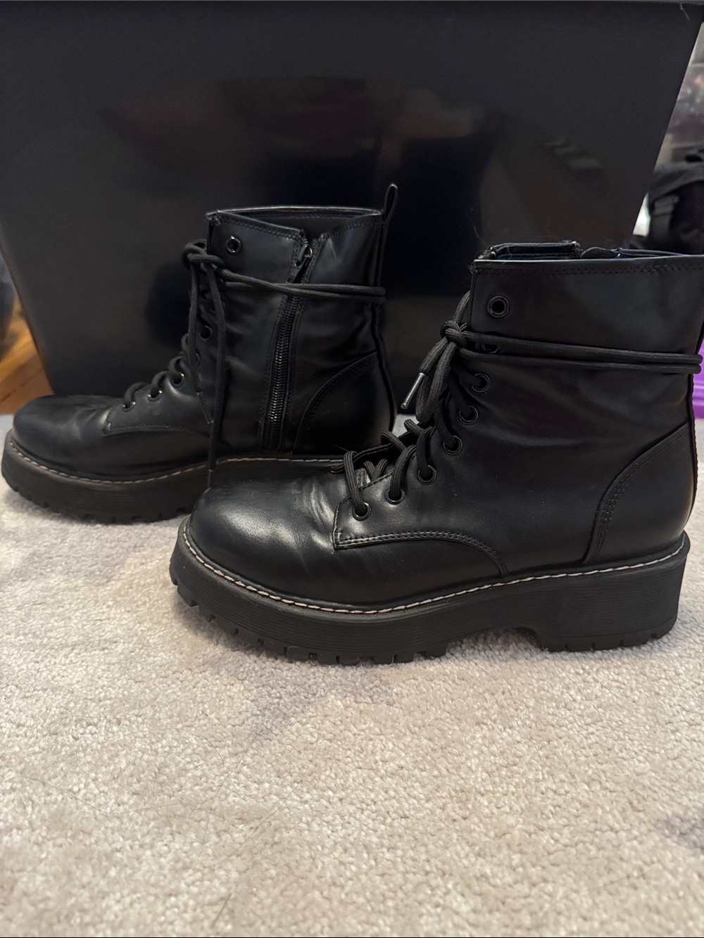No Boundaries Black Lace-Up Platform Ankle Boots